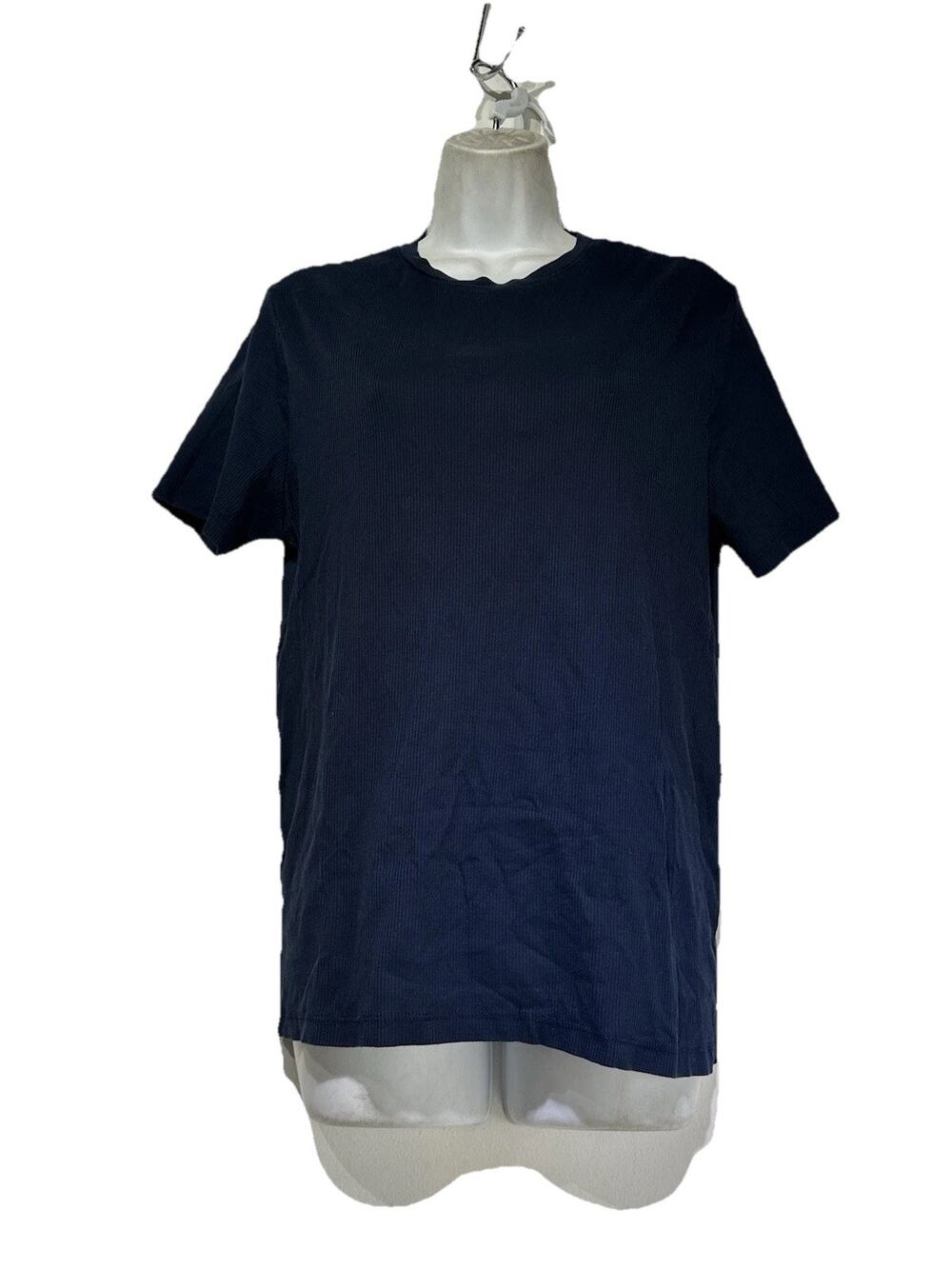 reiss womens size L blue ribbed short sleeve shirt